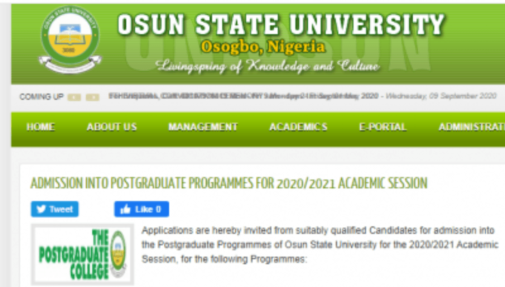 Osun State University Student Portal
